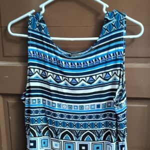 Geometric Blue and Black Women's Top